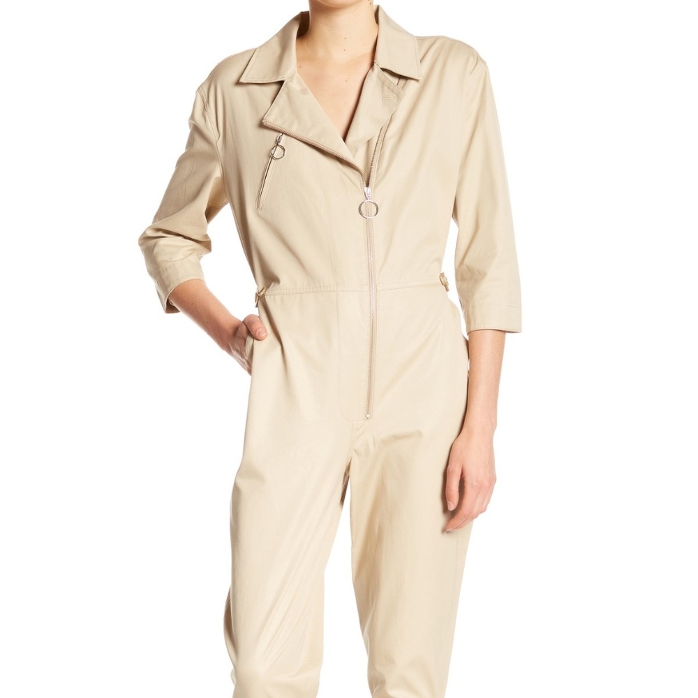 FRAME cropped zip cotton twill jumpsuit boilersuit - Picture 3 of 4